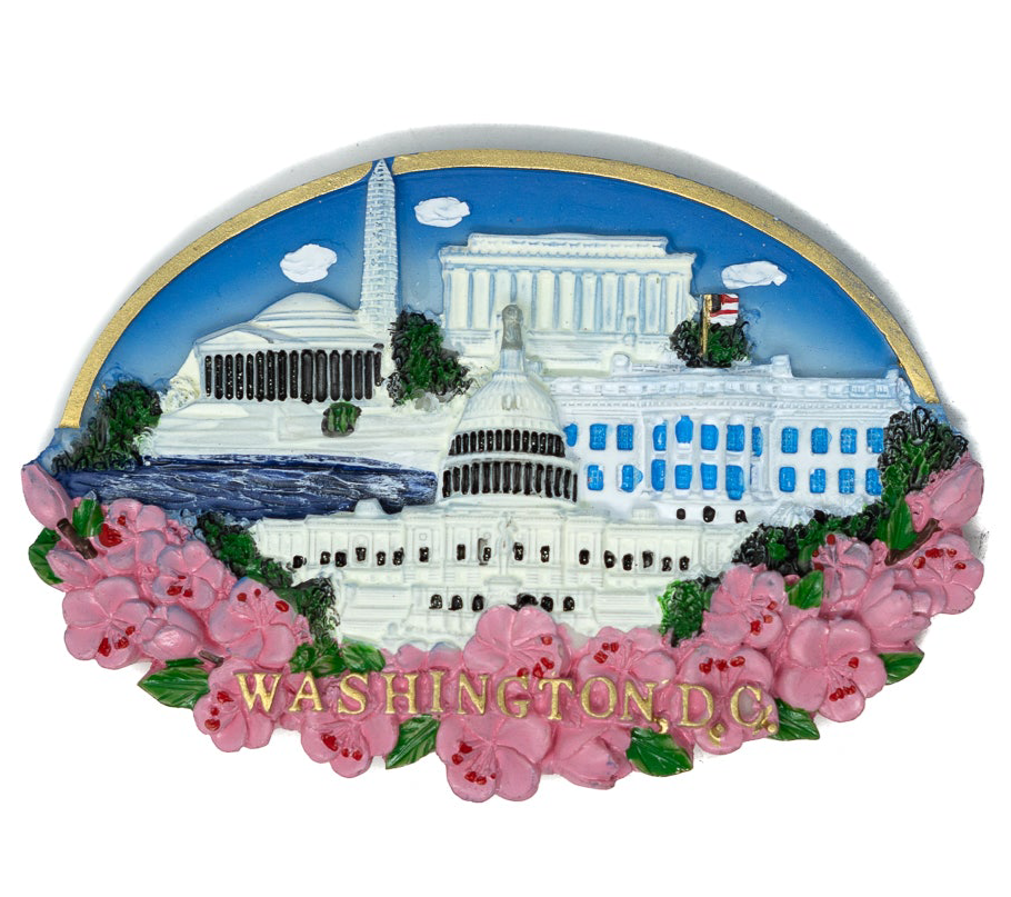 Oval DC Cherry Blossom Ceramic Magnet