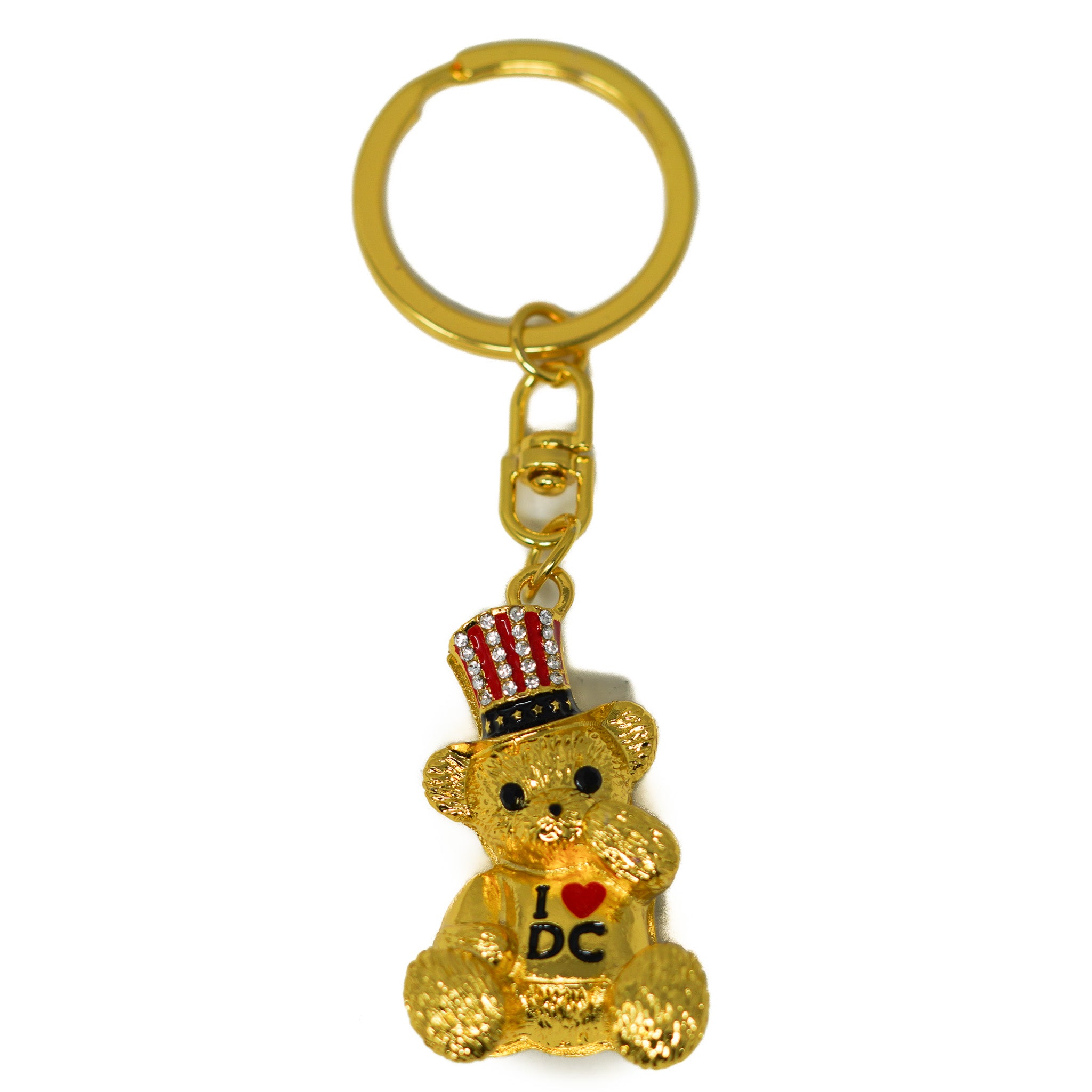 Bear with Uncle Sam Hat Washington DC Keychain