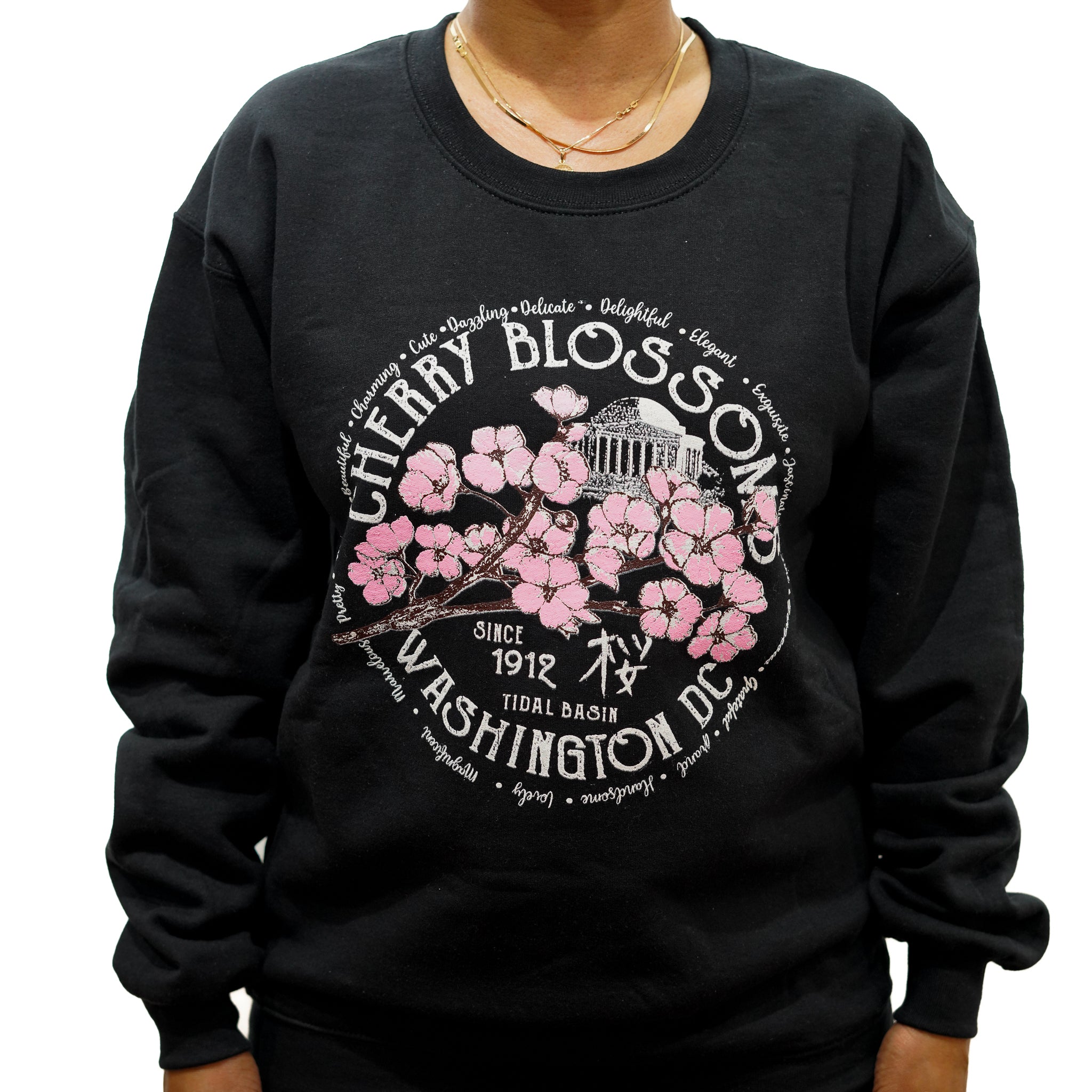 Cherry Blossom Black Crewneck