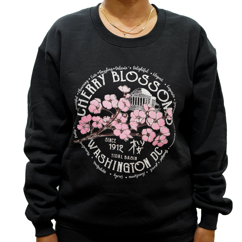 Cherry Blossom Black Crewneck