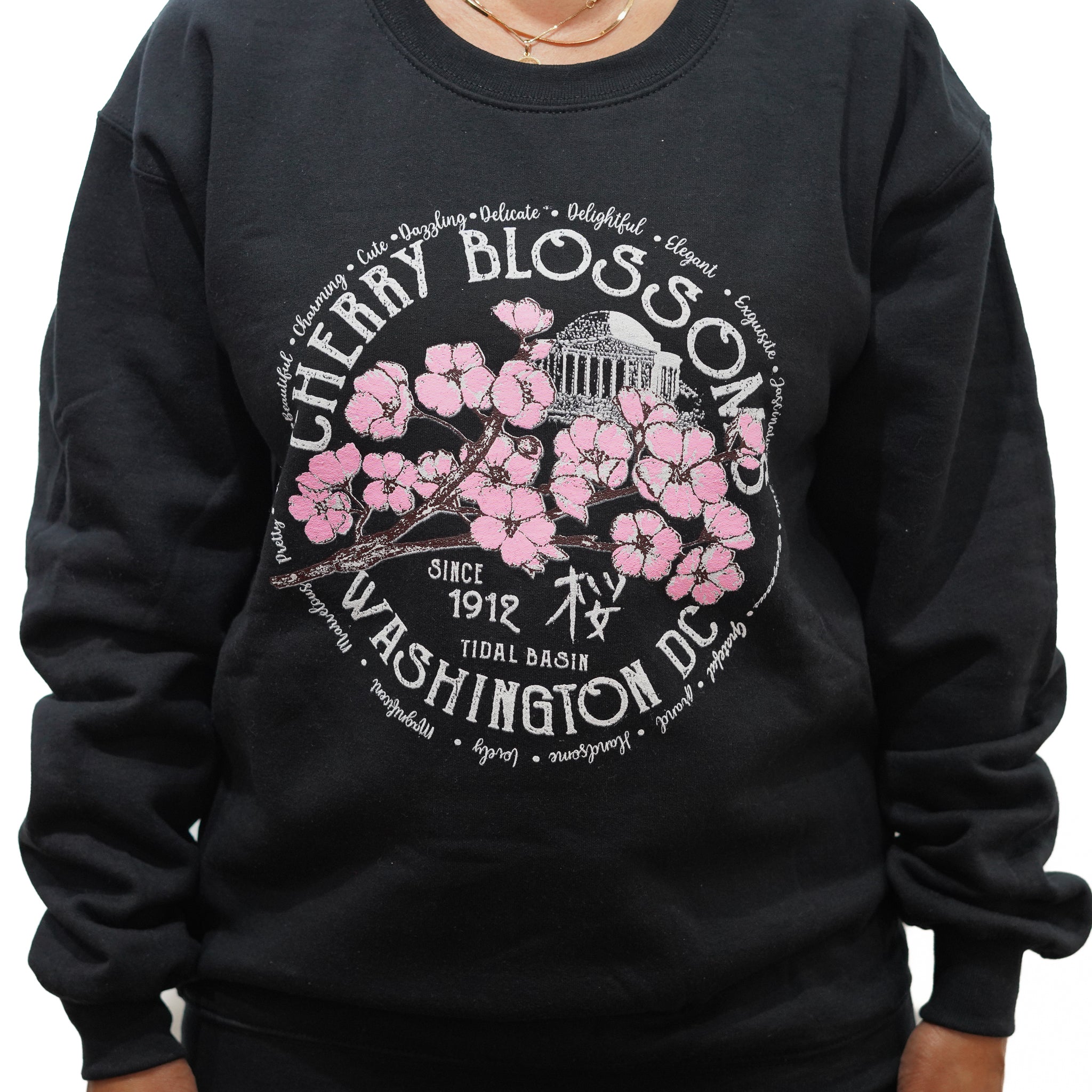 Cherry Blossom Black Crewneck