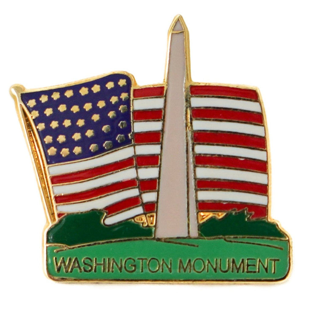 Washington DC Monument and American Flag Lapel Pin