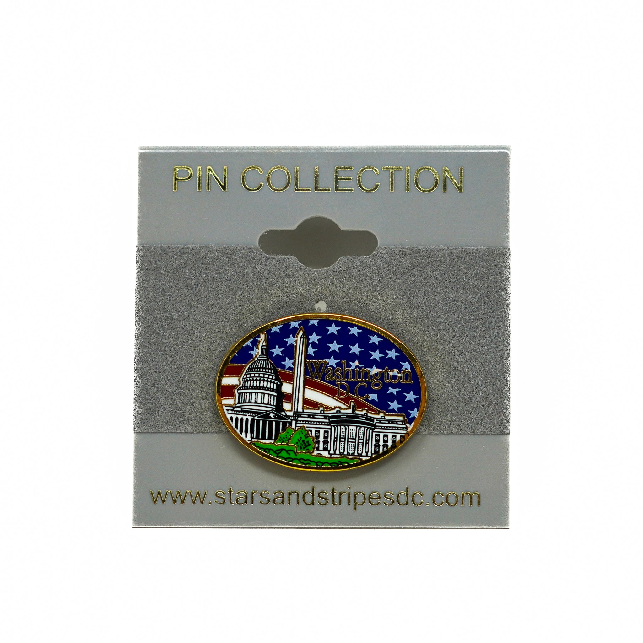 Washington DC American Flag Background Lapel Pin