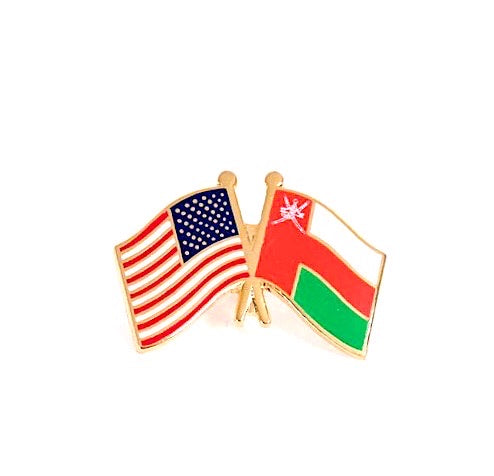 Oman & USA Friendship Flags Lapel Pin