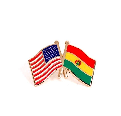 Bolivia & USA Friendship Flags Lapel Pin