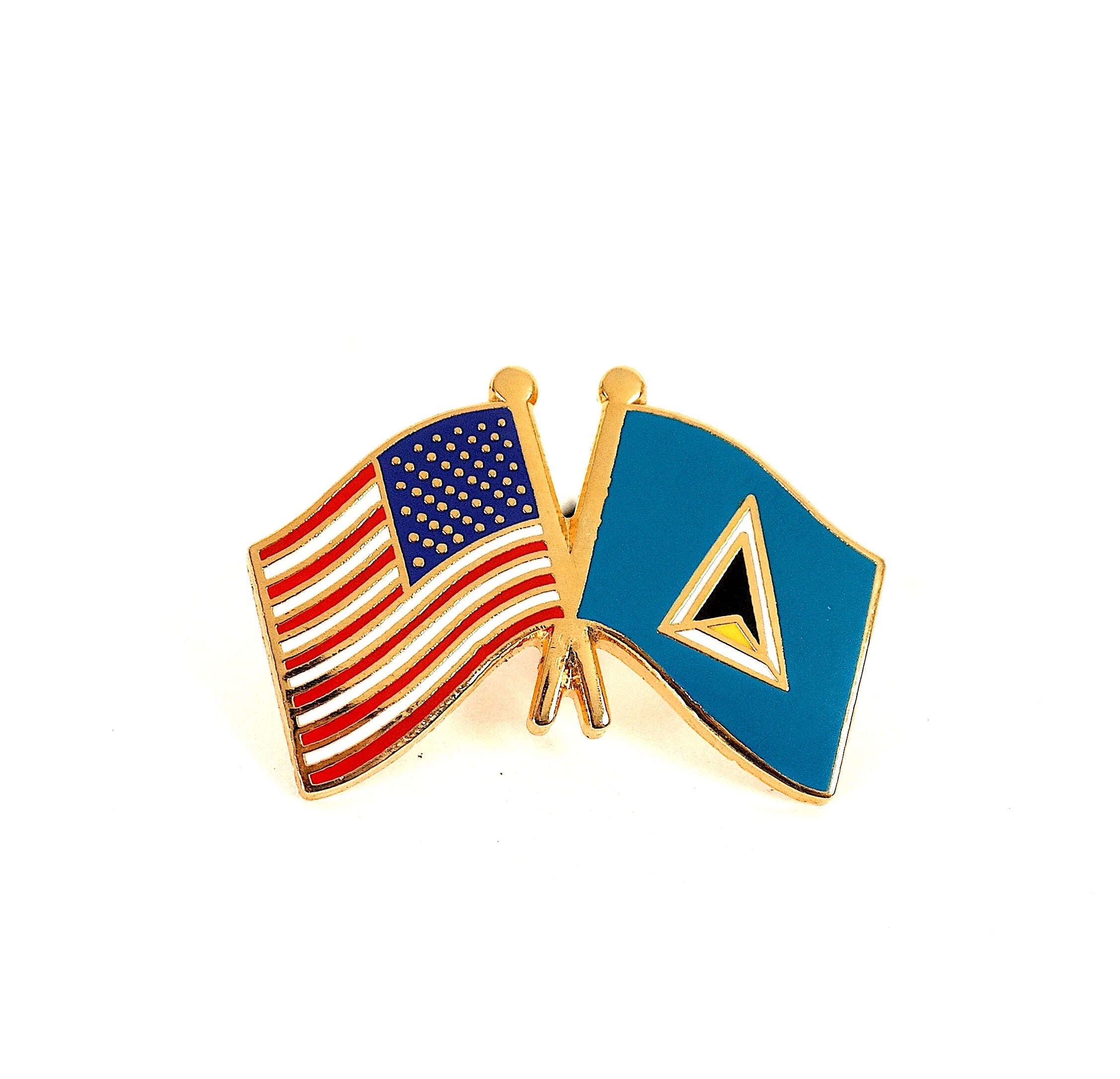 St. Lucia & USA Friendship Flags Lapel Pin