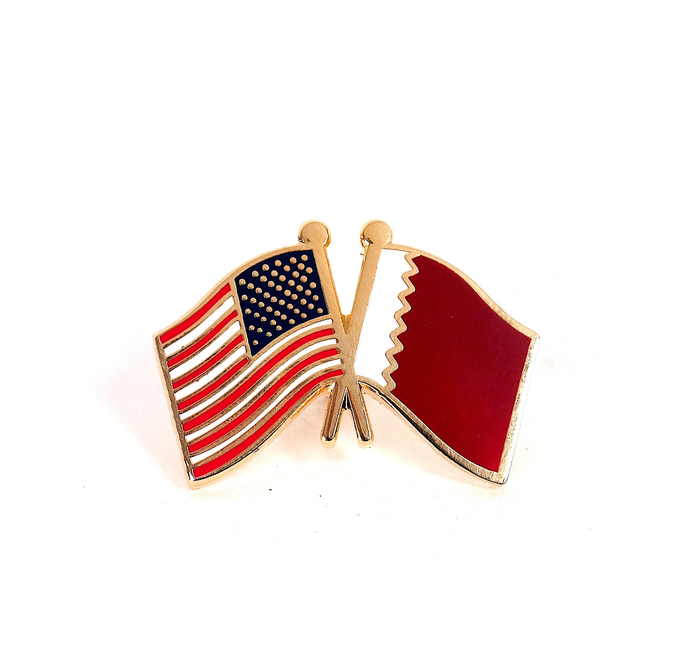 Qatar & USA Friendship Flags Lapel Pin