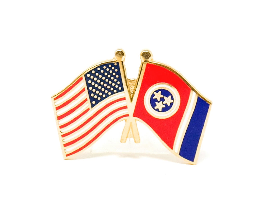 Tennessee State & USA Friendship Flags Lapel Pin