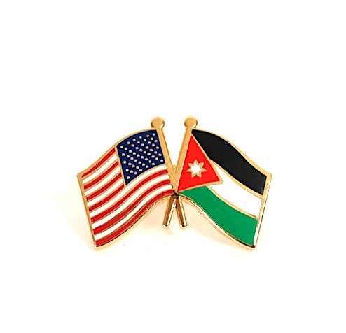 Jordan & USA Friendship Flags Lapel Pin
