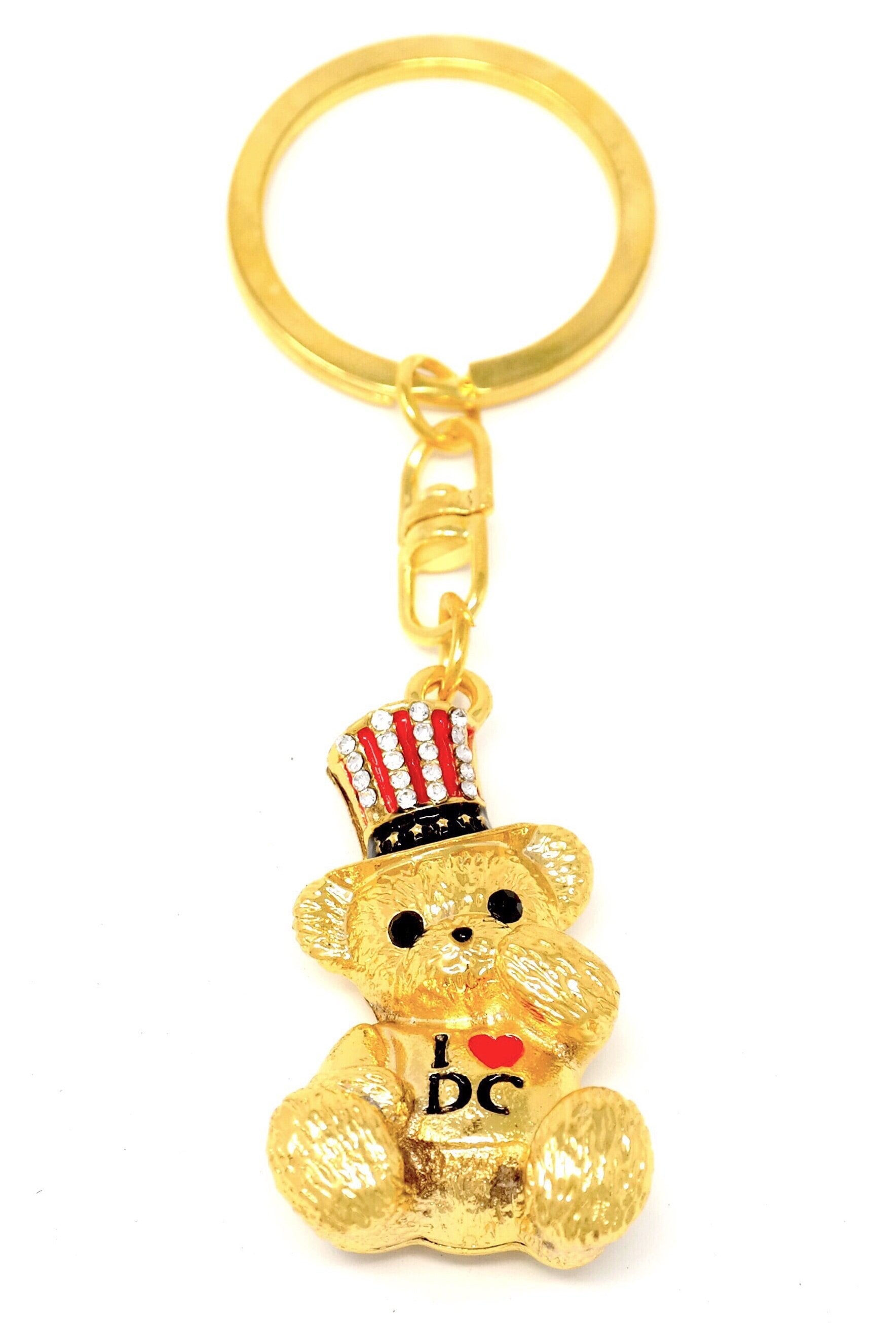 Teddy Bear I ❤️ DC Keychain