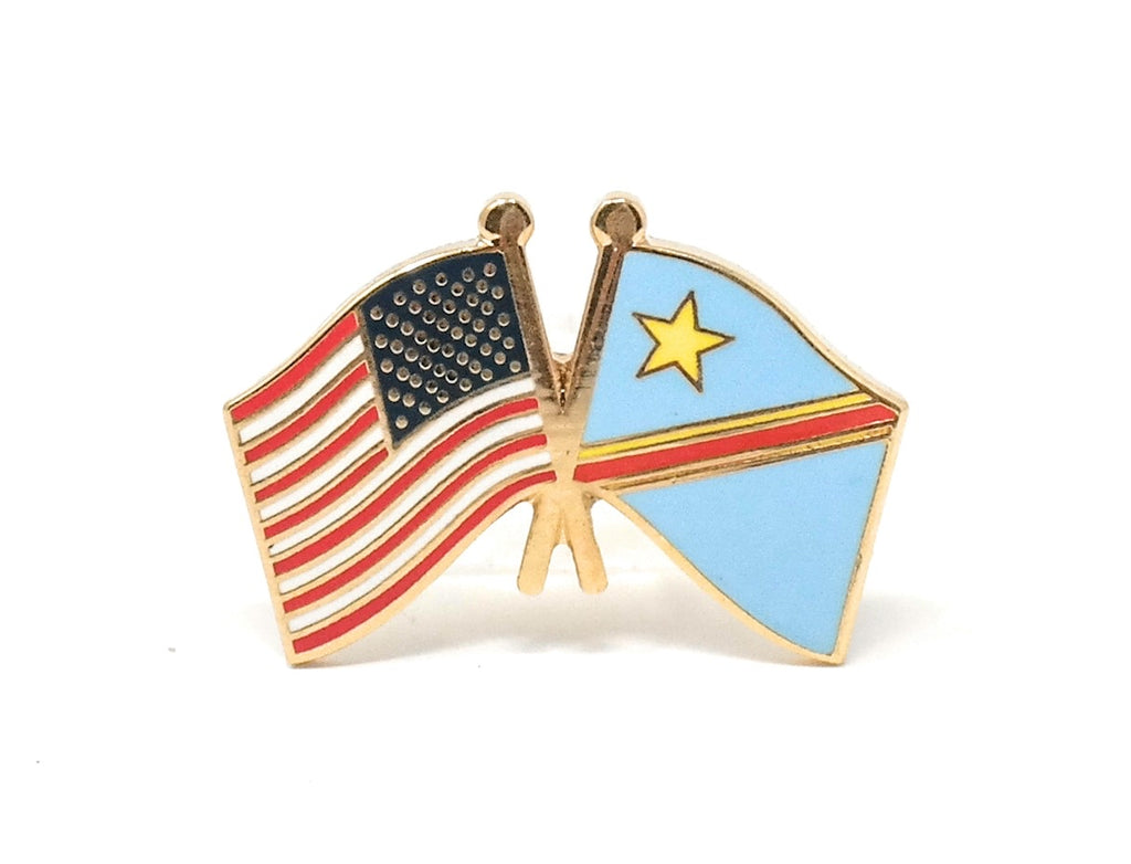 Republic of Congo & USA Friendship Flags Lapel Pin