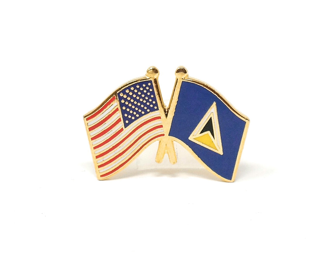 St. Lucia & USA Friendship Flags Lapel Pin