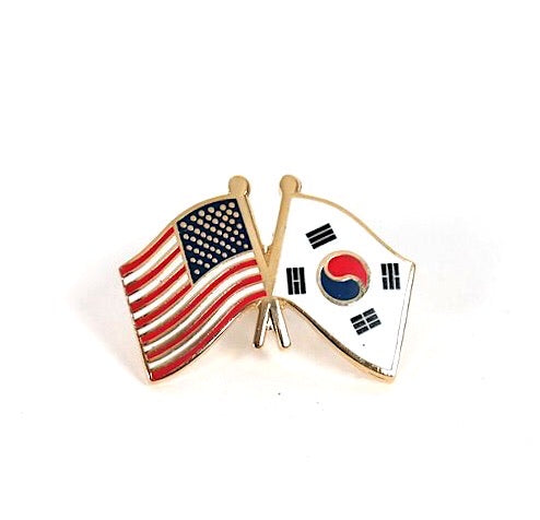 South Korea & USA Friendship Flags Lapel Pin