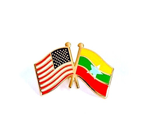 Myanmar & USA Friendship Flags Lapel Pin
