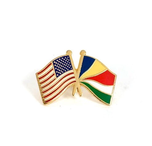 Seychelles & USA Friendship Flags Lapel Pin