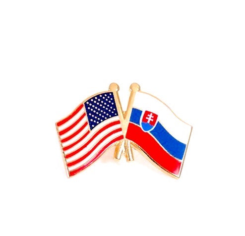 Slovakia & USA Friendship Flags Lapel Pin