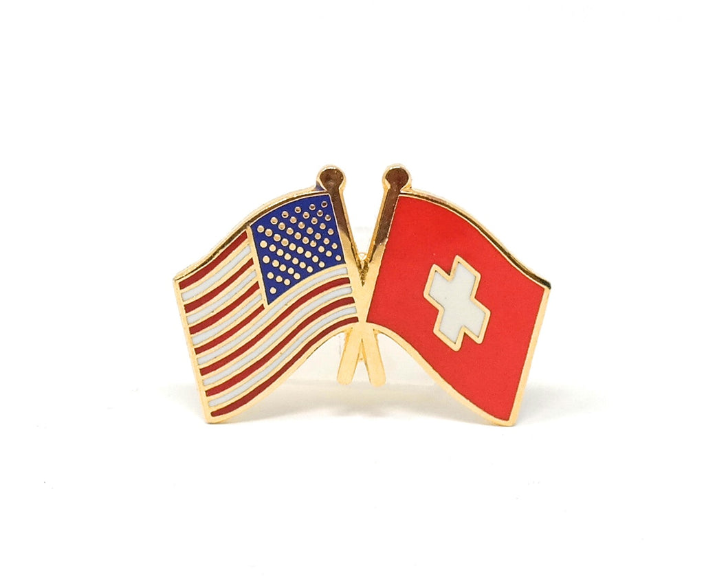Switzerland & USA Friendship Flags Lapel Pin