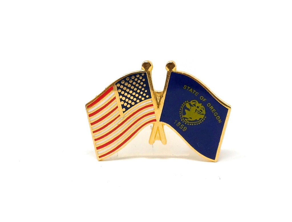 Oregon State & USA Friendship Flags Lapel Pin