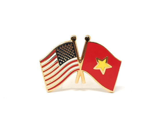 Vietnam & USA Friendship Flags Lapel Pin