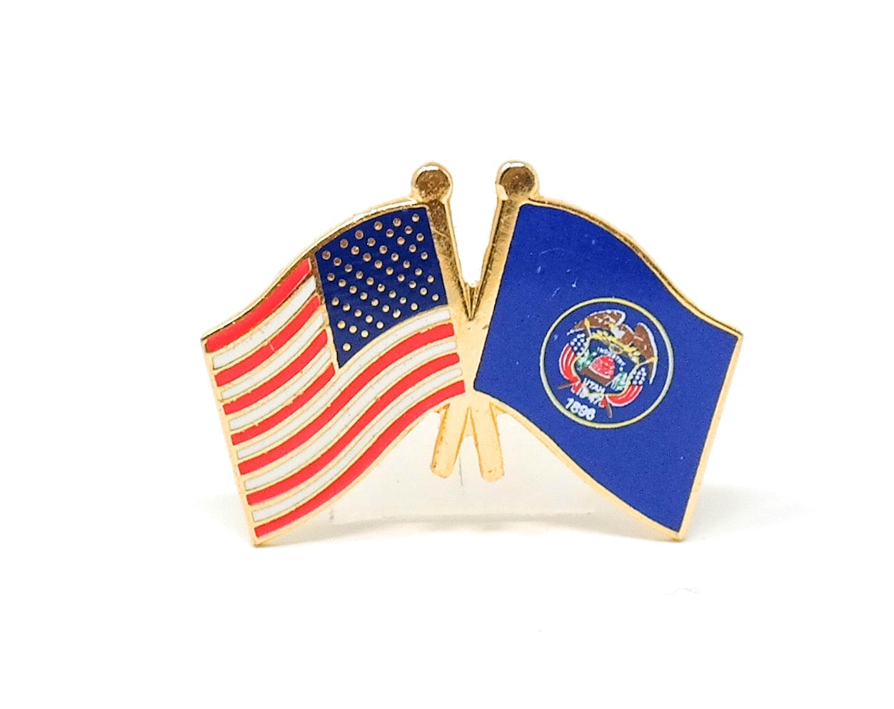 Utah State & USA Friendship Flags Lapel Pin
