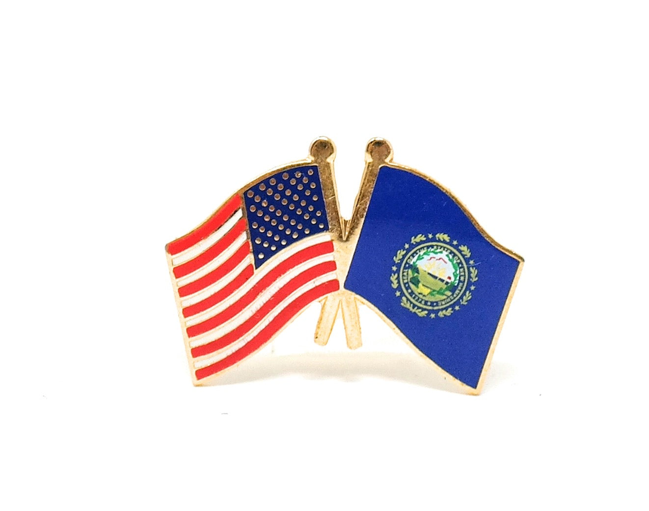 New Hampshire State & USA Friendship Flags Lapel Pin