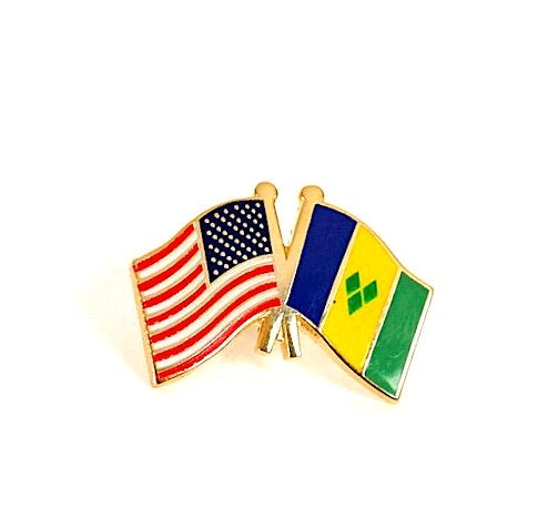 St. Vincent & USA Friendship Flags Lapel Pin