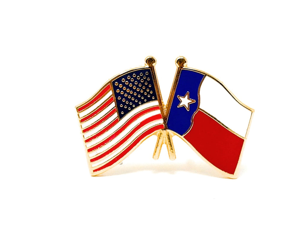 Texas State & USA Friendship Flags Lapel Pin