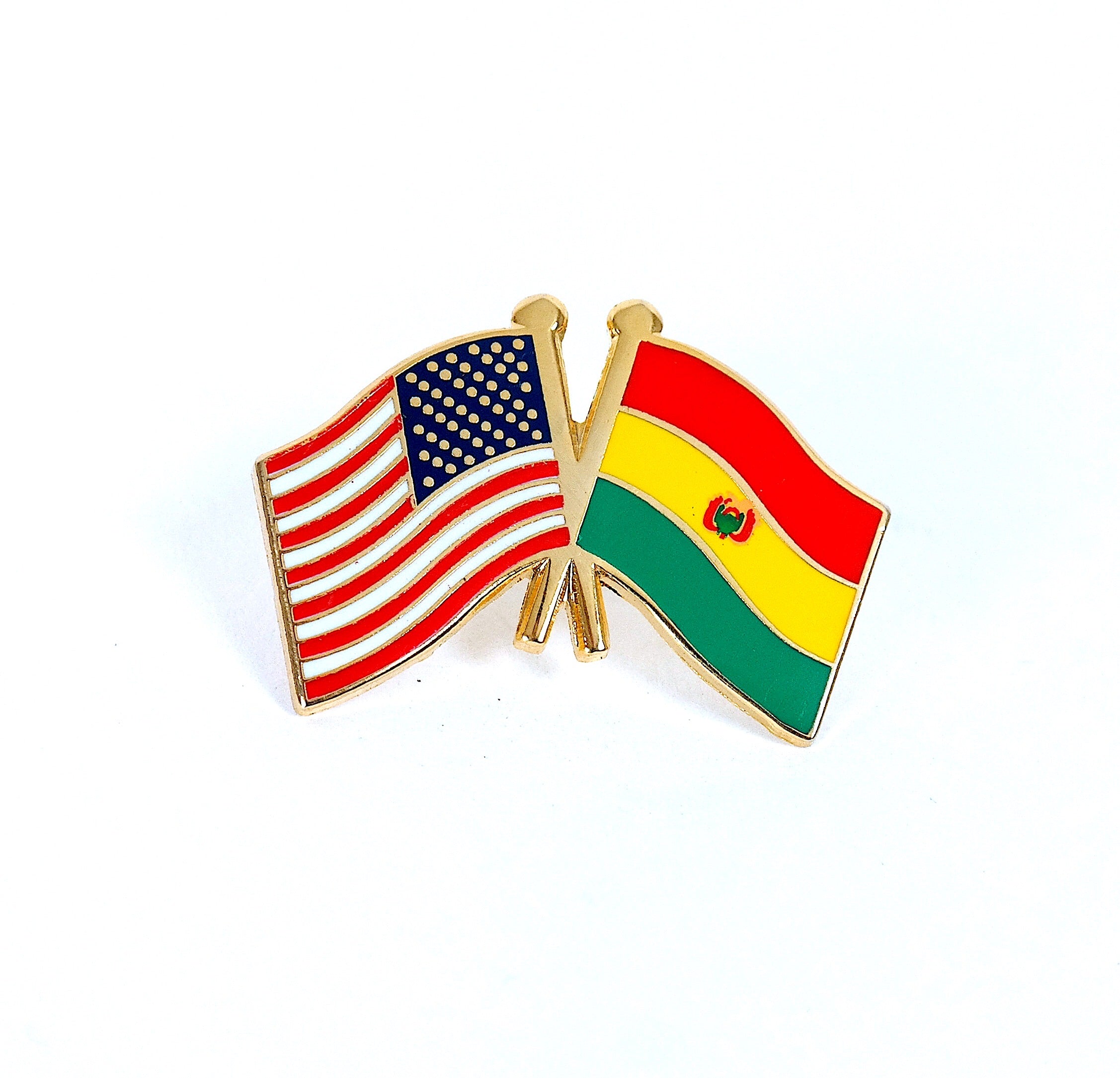 Bolivia & USA Friendship Flags Lapel Pin